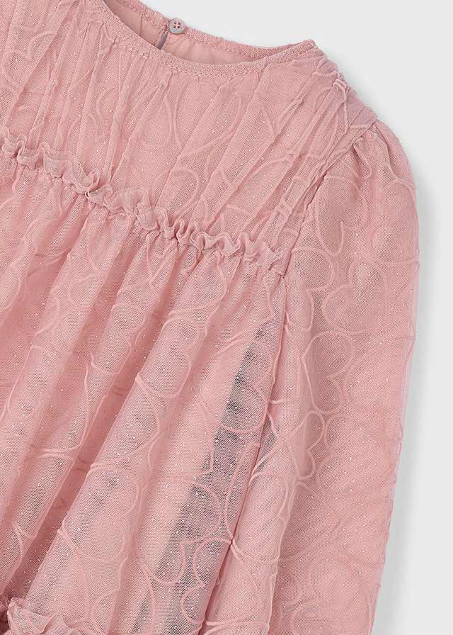 Vestito bambina Mayoral rosa cipria tulle ricamato cuori Mayoral 2 Anni 92cm
