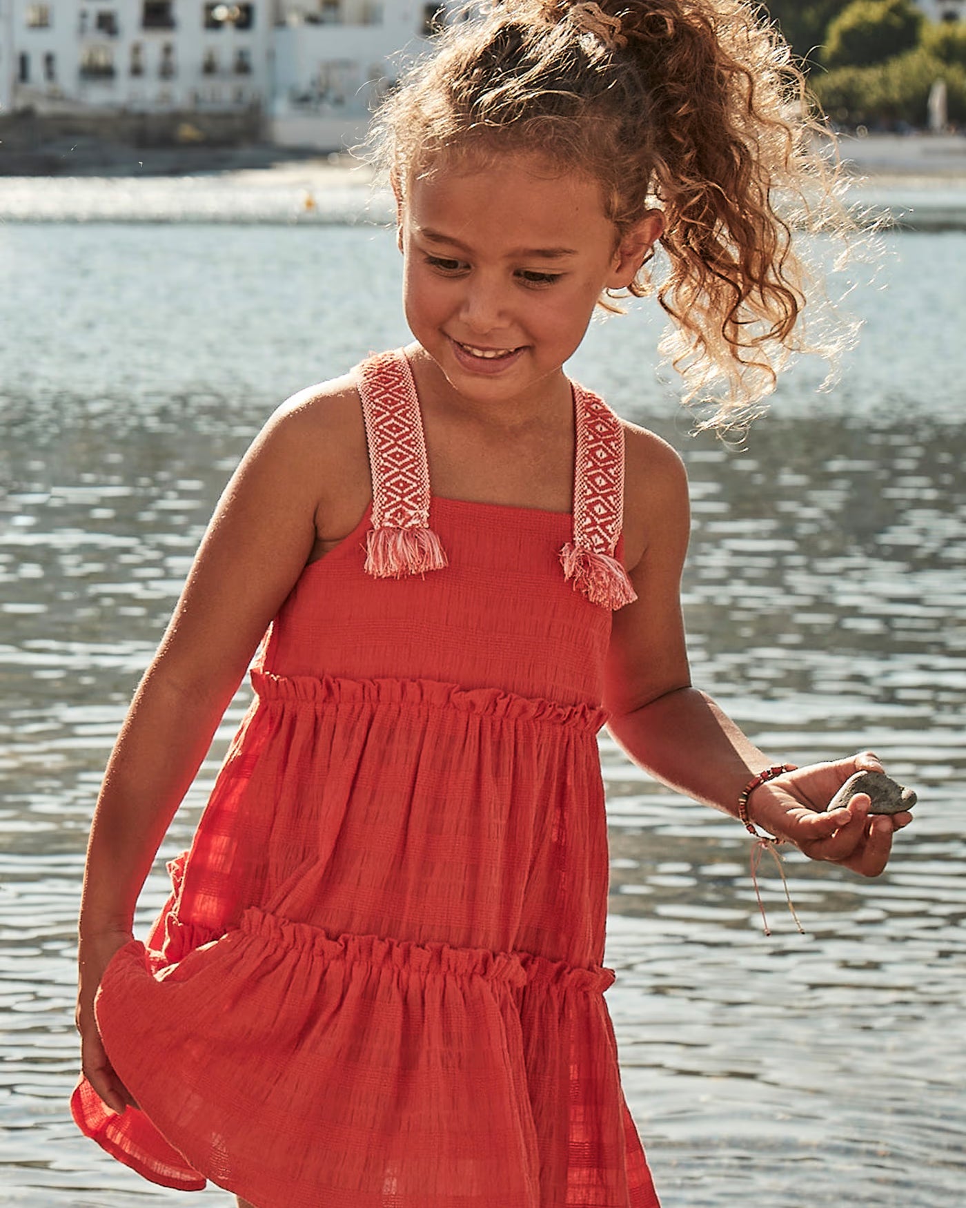 Vestito bretelle fantasia bambina Mayoral rosso paprika Mayoral Rosso