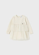 Vestito cerimonia combinato gonna tulle neonata Maoyral panna - ErreGiModaBimbo