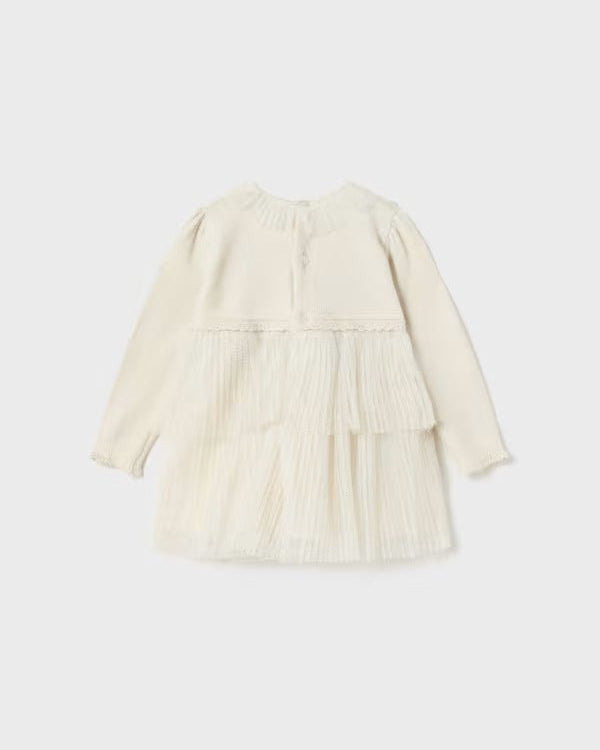 Vestito cerimonia combinato gonna tulle neonata Maoyral panna - ErreGiModaBimbo