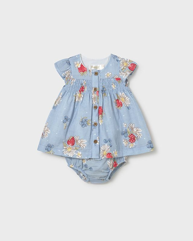 Vestito chiffon neonata Mayoral con corpi pannolino fragole Mayoral 0-1 Mesi 55cm