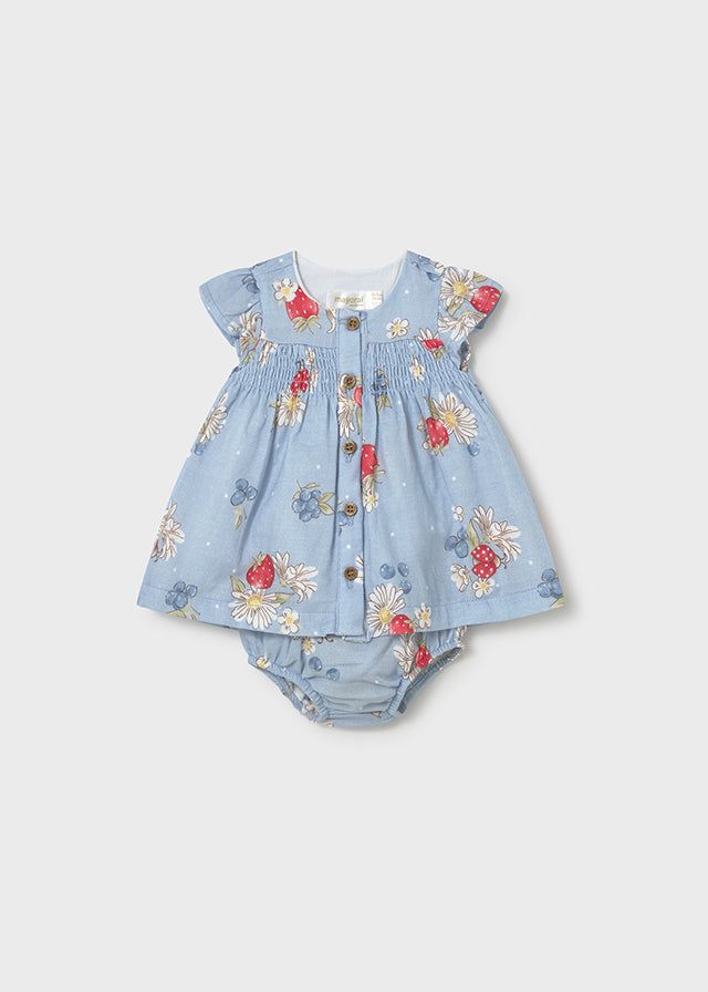 Vestito chiffon neonata Mayoral con corpi pannolino fragole Mayoral 0-1 Mesi 55cm