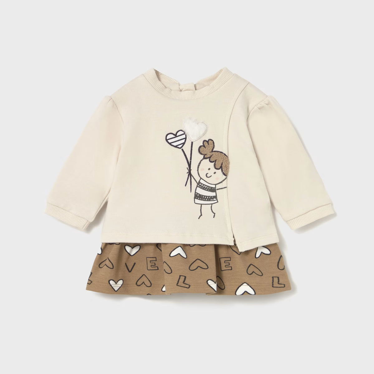 Vestito combinato bambola neonata Mayoral Newborn crema