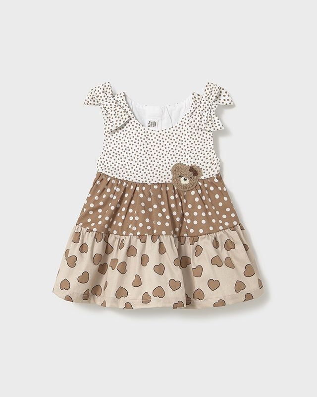 Vestito combinato volant neonata Mayoral Newborn pois orsetto Mayoral Marrone