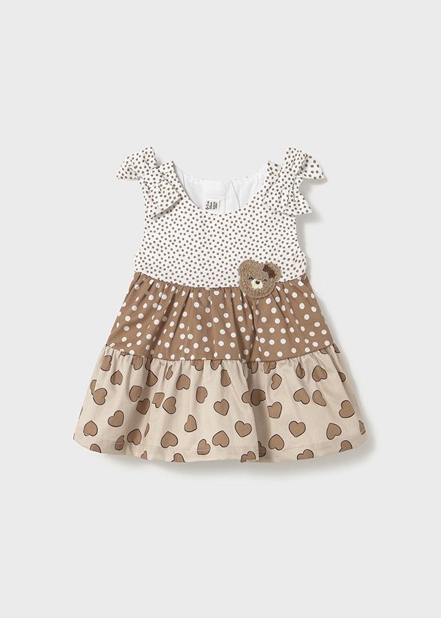 Vestito combinato volant neonata Mayoral Newborn pois orsetto Mayoral Marrone