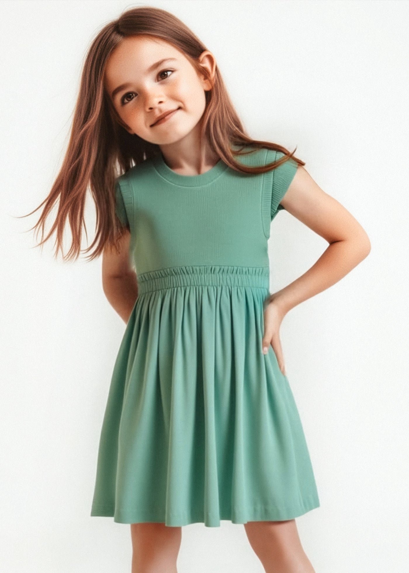 Vestito combinato a costine bambina Mayoral verde menta Mayoral Verde