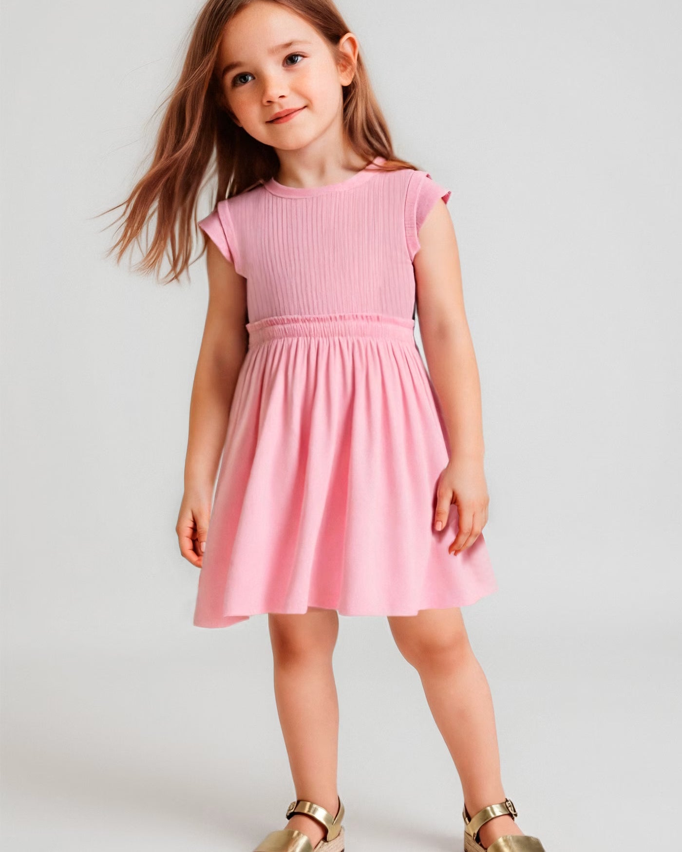 Vestito combinato a costine bambina Mayoral rosato Mayoral Rosato