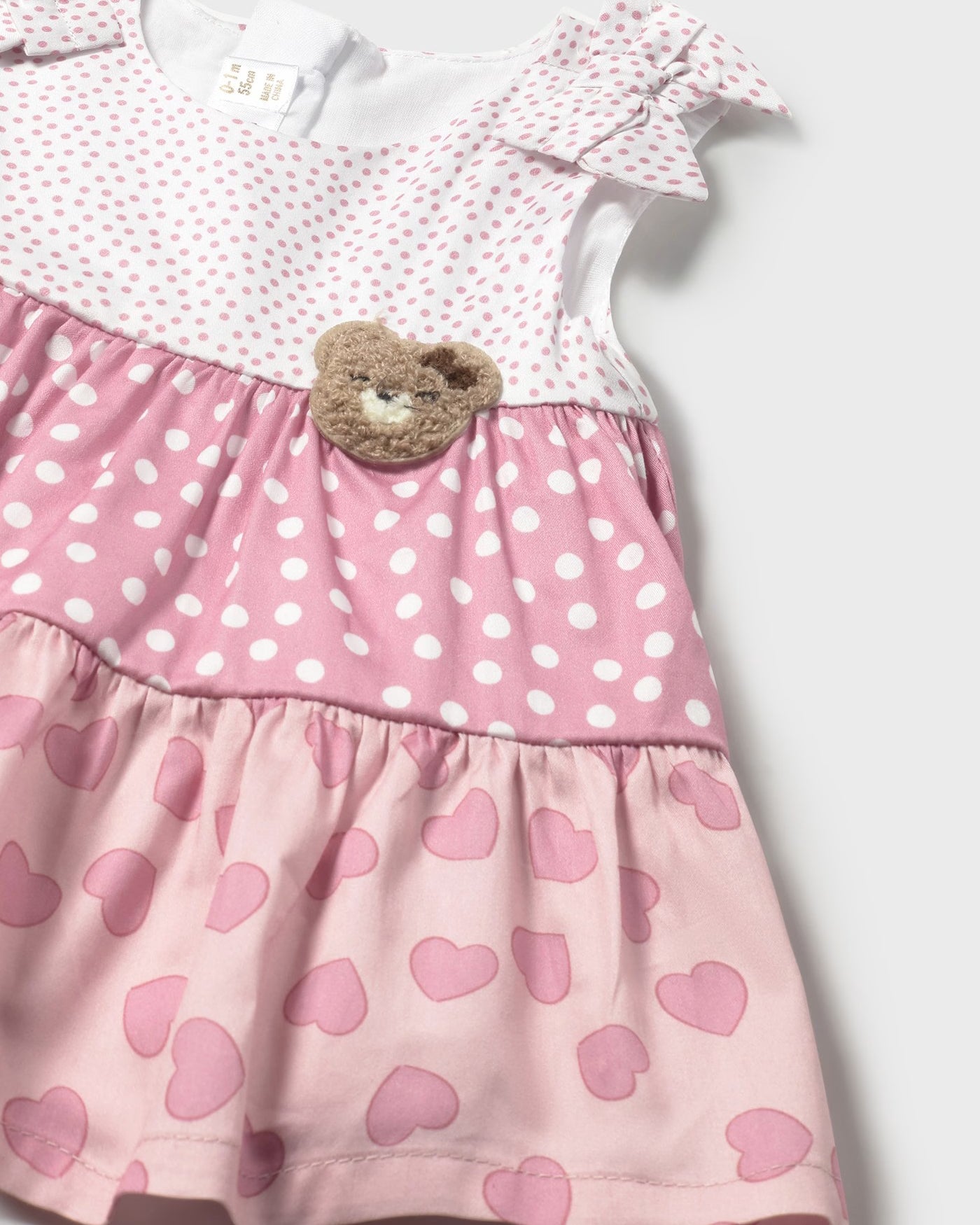 Vestito combinato volant neonata Mayoral Newborn pois orsetto rosa Mayoral Rosa