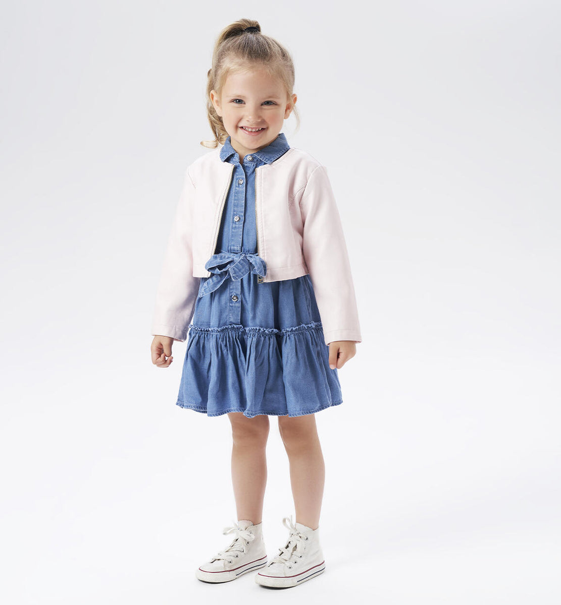 Vestito con balza bambina iDO blu jeans – ErreGiModaBimbo