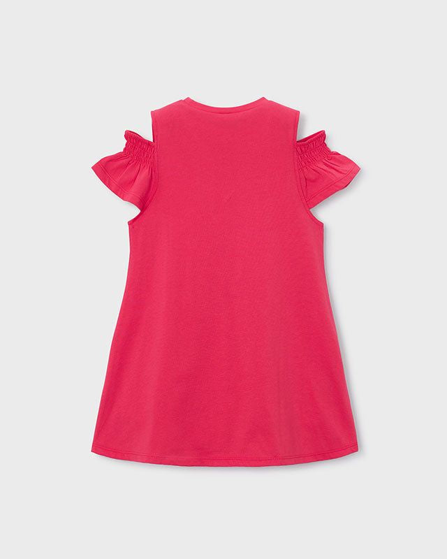 Retro del vestito bambina Mayoral color papavero senza stampa, maniche a volant, tessuto cotone primavera-estate