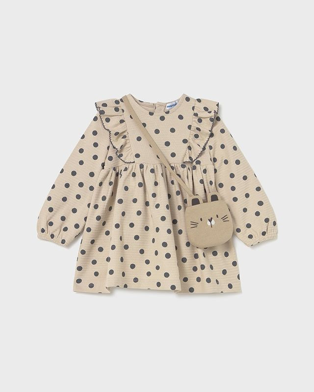 Vestito con borsa neonata Mayoral beige pois piombo Mayoral 6 Mesi 68cm