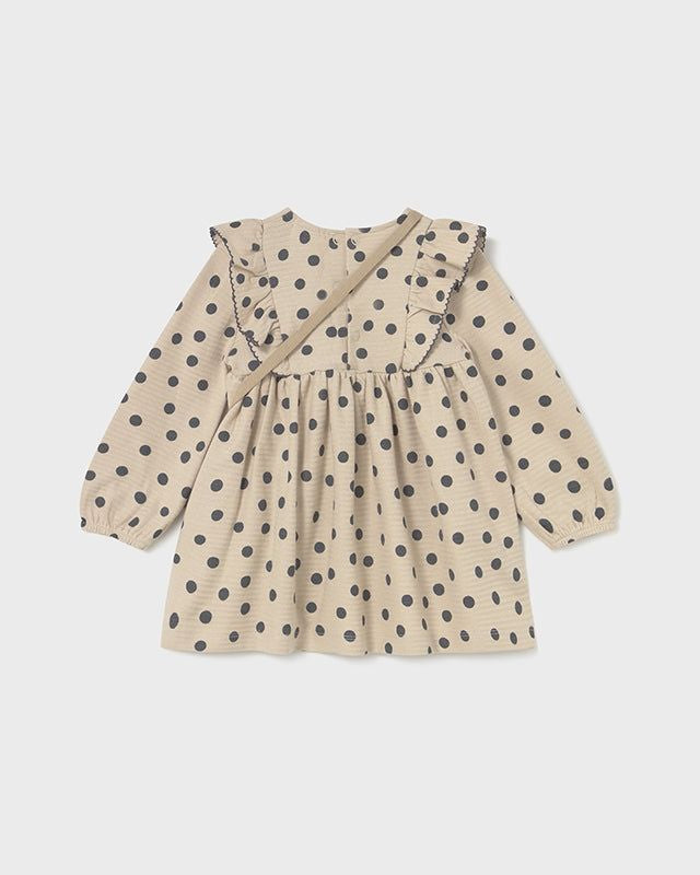 Vestito con borsa neonata Mayoral beige pois piombo Mayoral 6 Mesi 68cm