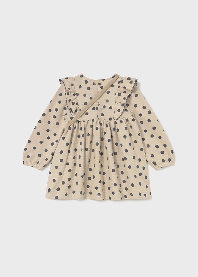 Vestito con borsa neonata Mayoral beige pois piombo Mayoral 6 Mesi 68cm