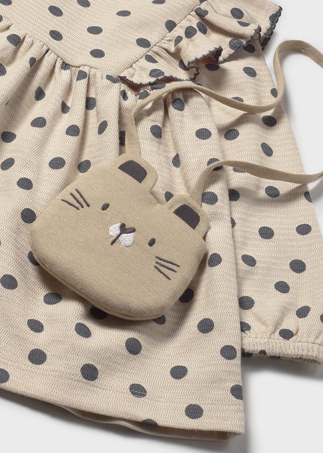 Vestito con borsa neonata Mayoral beige pois piombo Mayoral 6 Mesi 68cm
