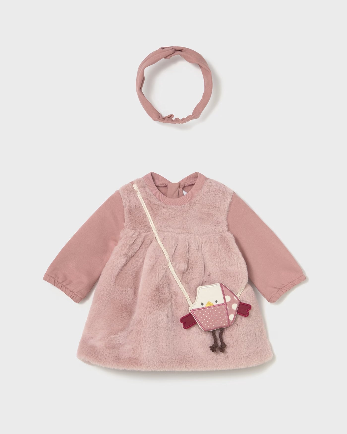 Vestito con borsa uccellino e fascia neonata Mayoral Newborn rosa Mayoral 0-1 Mesi 55cm