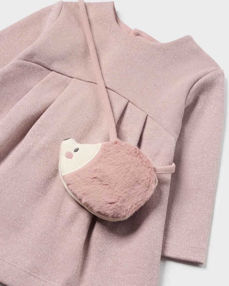 Vestito con borsetta riccio neonata Mayoral Rosa lurex Mayoral Rosa