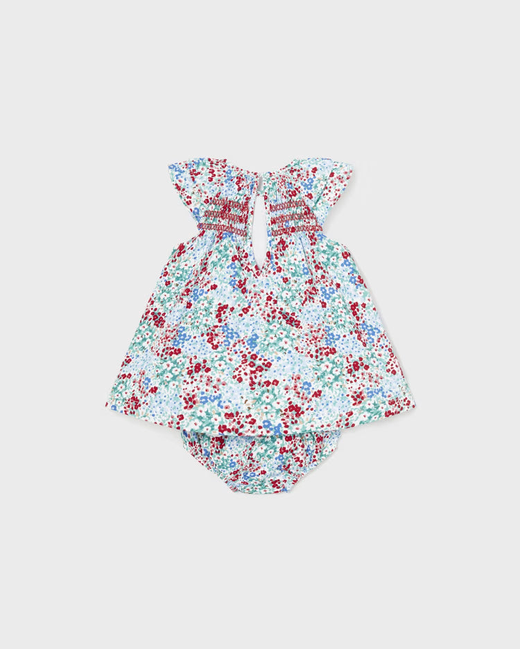 Vestito con copri pannolino neonata Mayoral Newborn azzurro-rosso floreale Mayoral Azzurro
