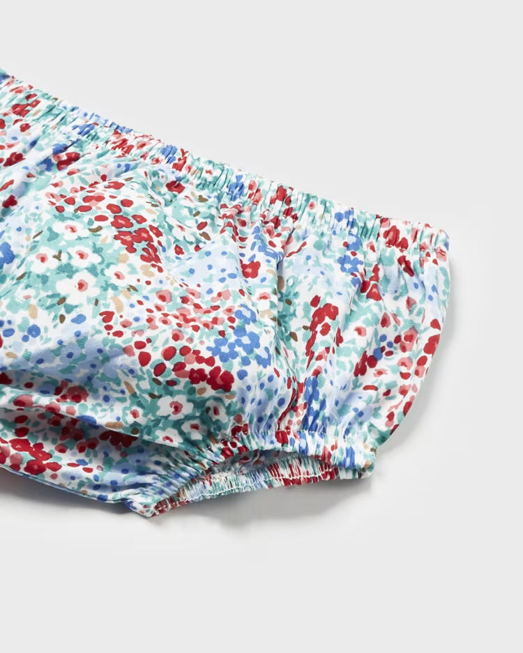 Vestito con copri pannolino neonata Mayoral Newborn azzurro-rosso floreale Mayoral Azzurro