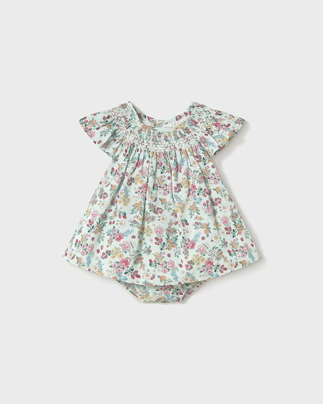 Vestito con copri pannolino neonata Mayoral Newbonr verde floreale Mayoral Verde