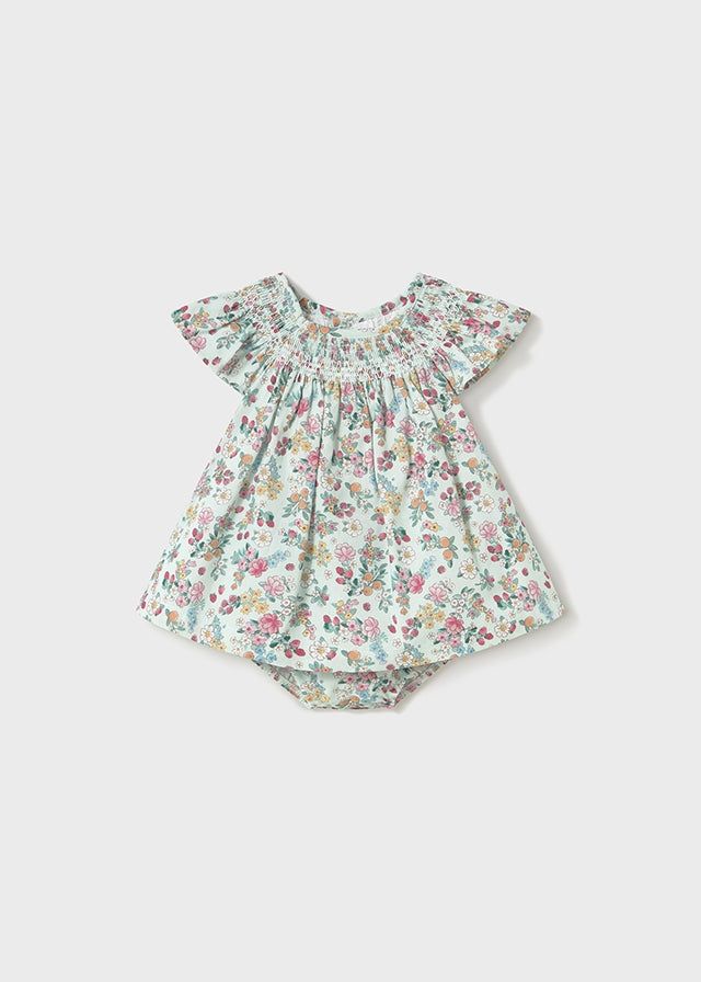 Vestito con copri pannolino neonata Mayoral Newbonr verde floreale Mayoral Verde