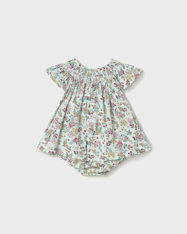 Vestito con copri pannolino neonata Mayoral Newbonr verde floreale Mayoral Verde