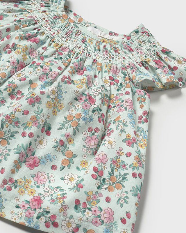 Vestito con copri pannolino neonata Mayoral Newbonr verde floreale Mayoral Verde