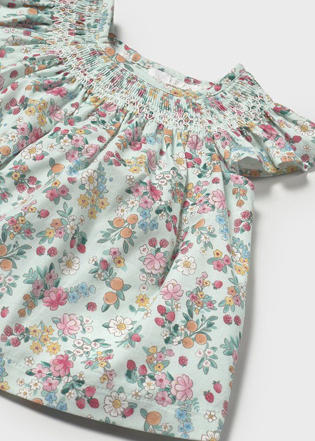 Vestito con copri pannolino neonata Mayoral Newbonr verde floreale Mayoral Verde