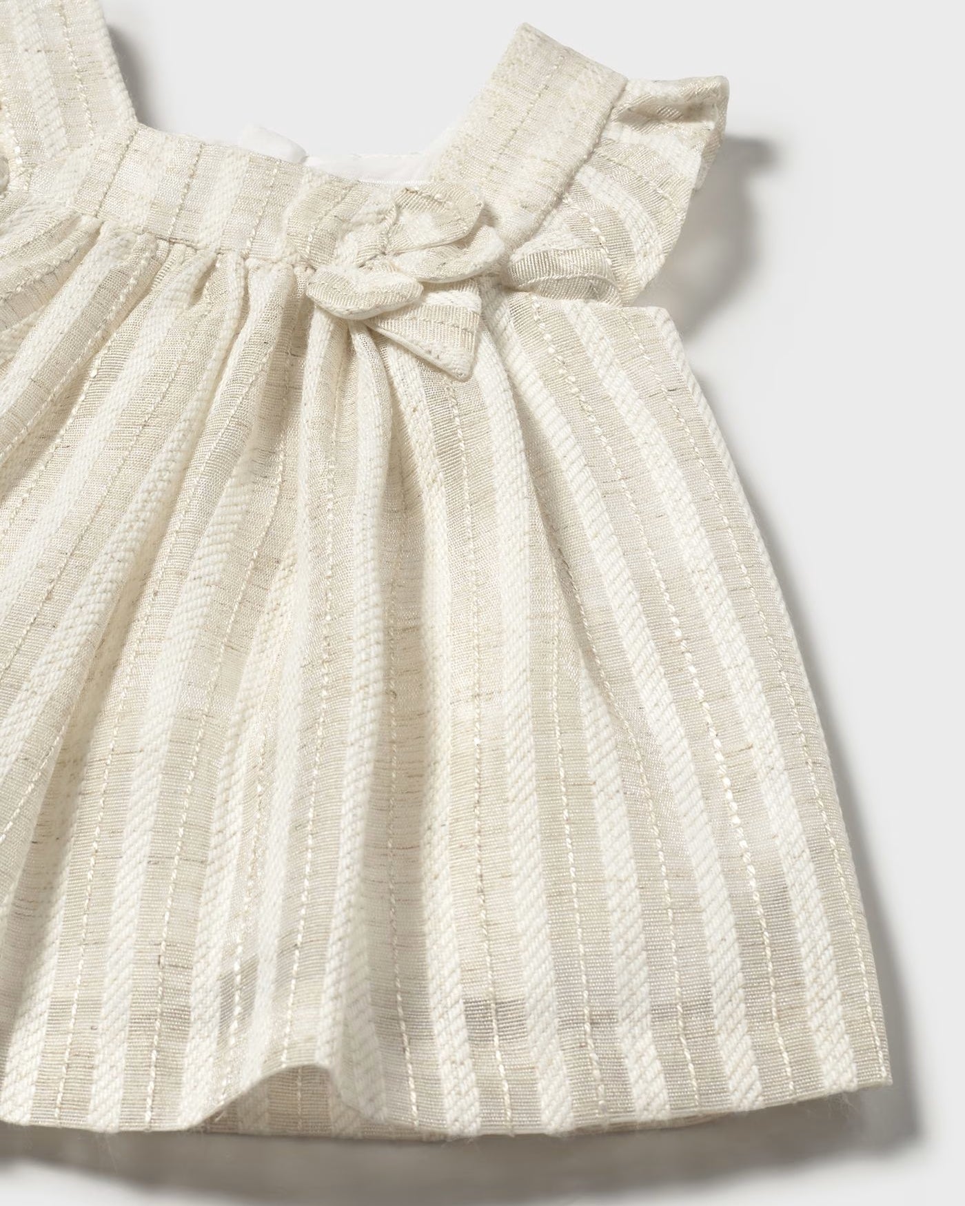 Vestito con copri pannolino neonata Mayoral Newborn righe lino beige Mayoral Beige