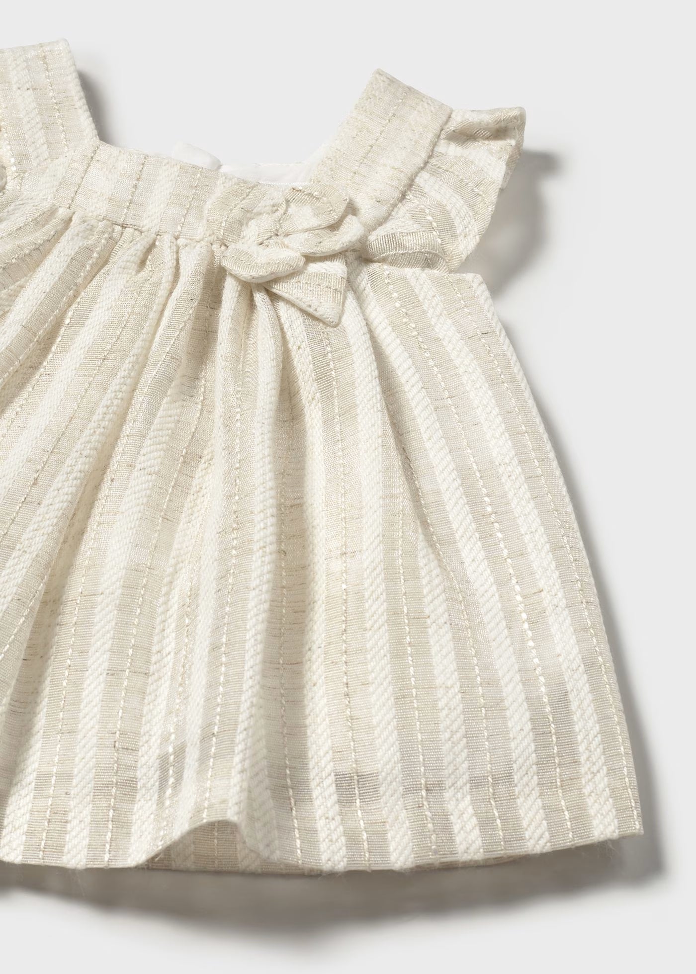 Vestito con copri pannolino neonata Mayoral Newborn righe lino beige Mayoral Beige