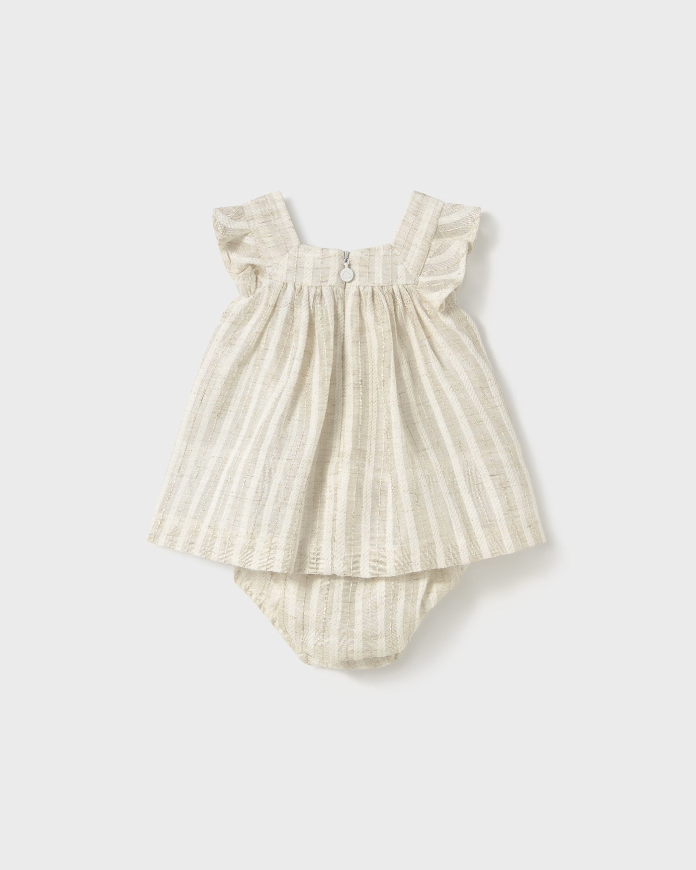 Vestito con copri pannolino neonata Mayoral Newborn righe lino beige Mayoral Beige