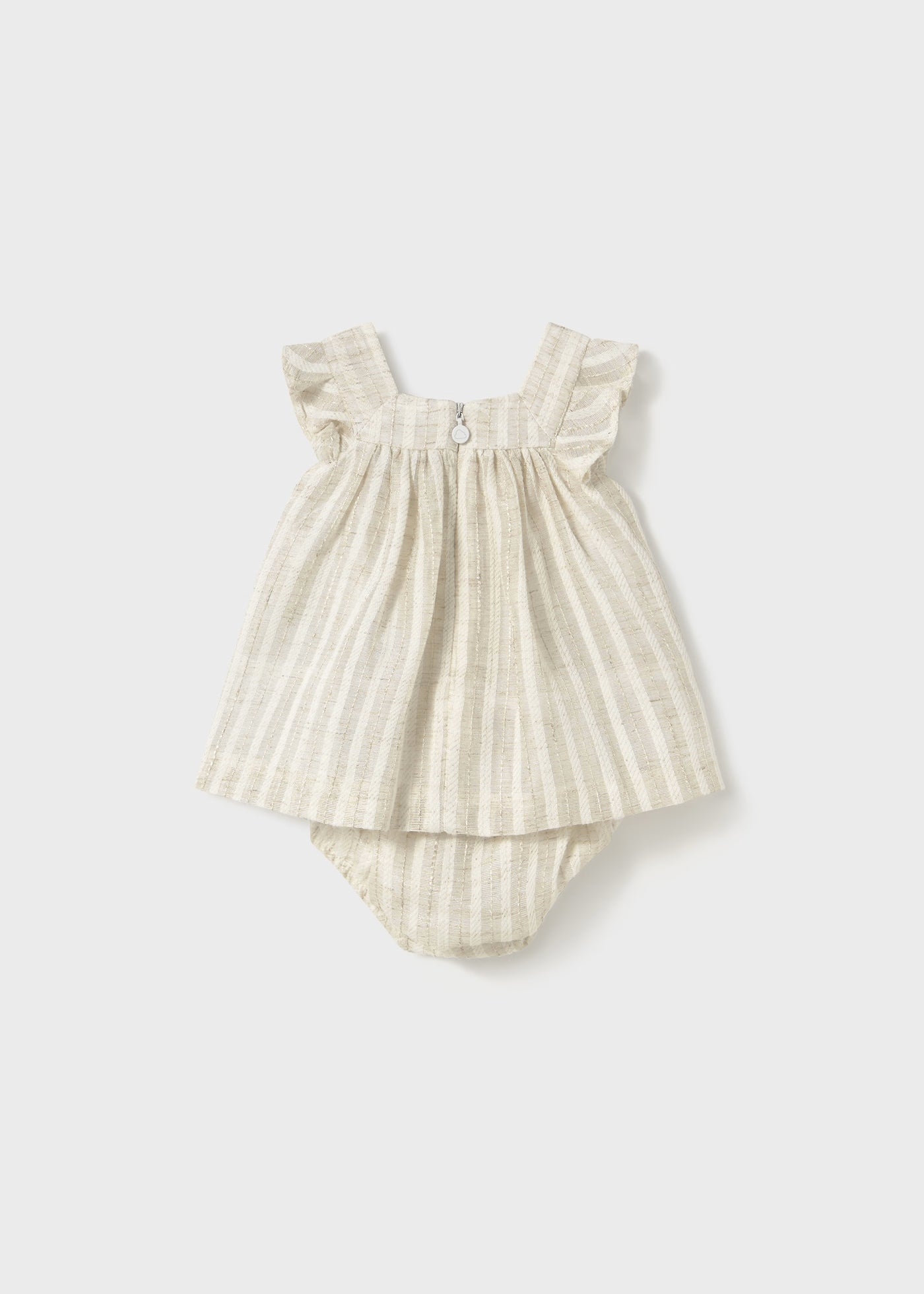 Vestito con copri pannolino neonata Mayoral Newborn righe lino beige Mayoral Beige