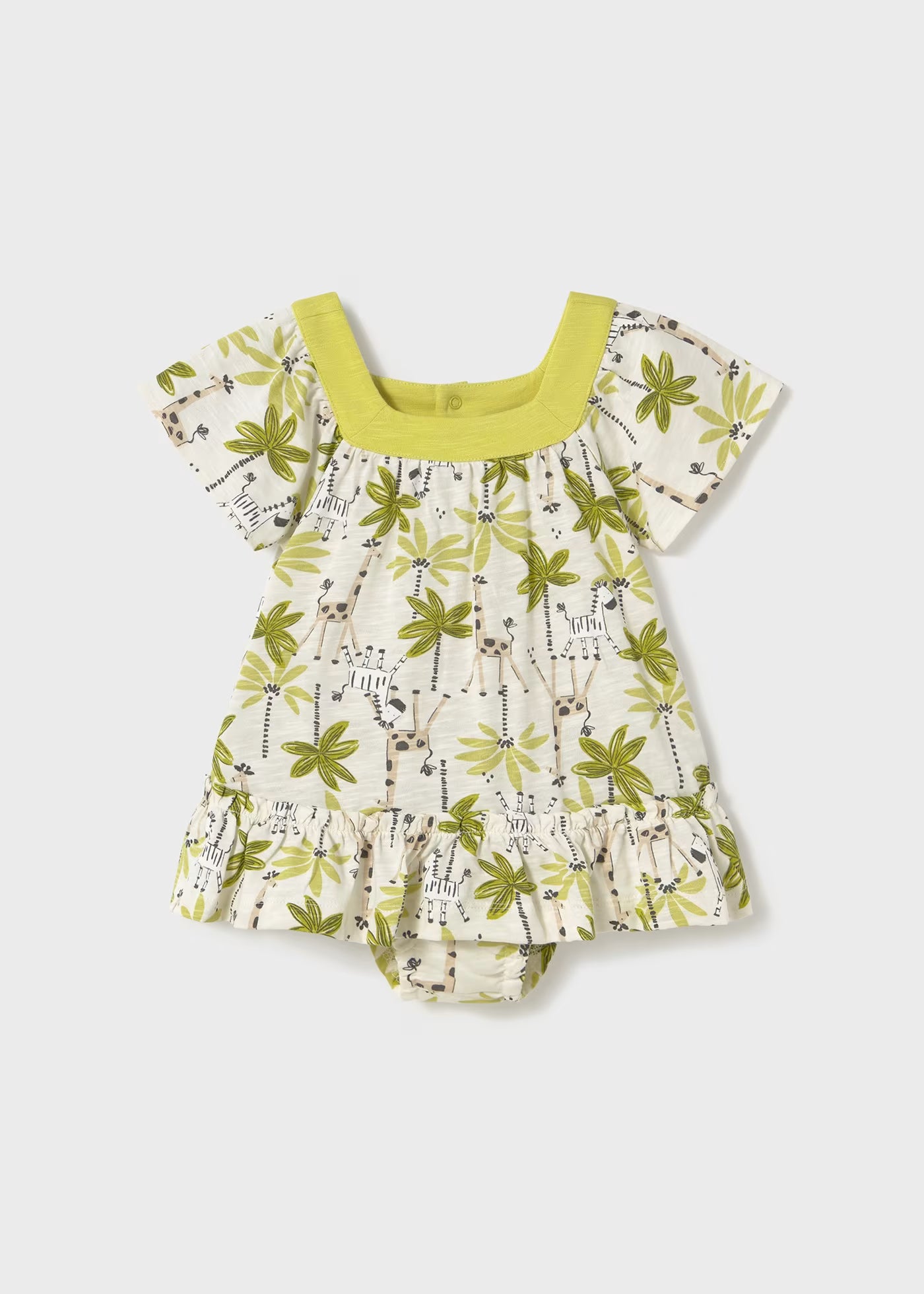 Vestito con copri pannolino neonata Mayoral Palme verde pistacchio Mayoral Verde