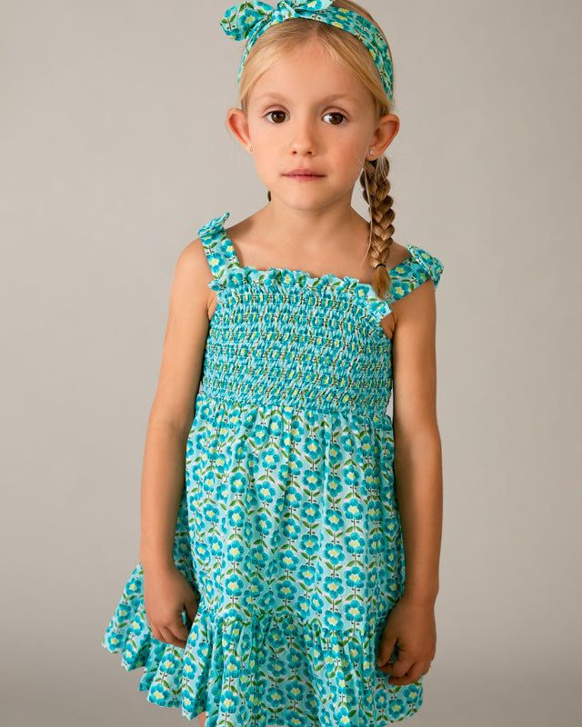 Vestito abbinato bambina Mayoral con stampa floreale, vestito estivo in cotone, abbigliamento bambina primavera-estate