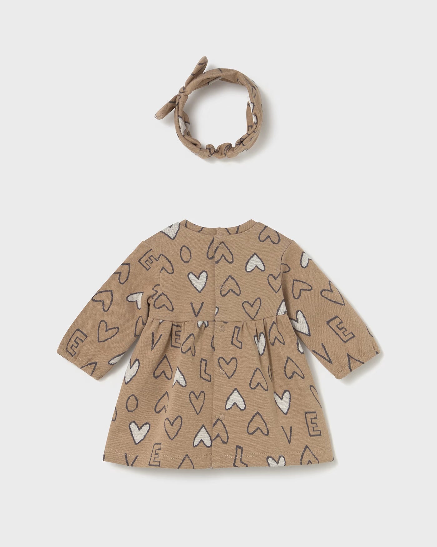 Vestito con fascia jacquard neonata Mayoral Newborn caramello cuori Mayoral 0-1 Mesi 55cm