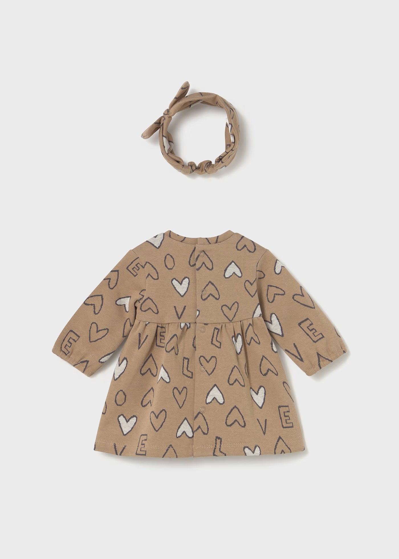Vestito con fascia jacquard neonata Mayoral Newborn caramello cuori Mayoral 0-1 Mesi 55cm