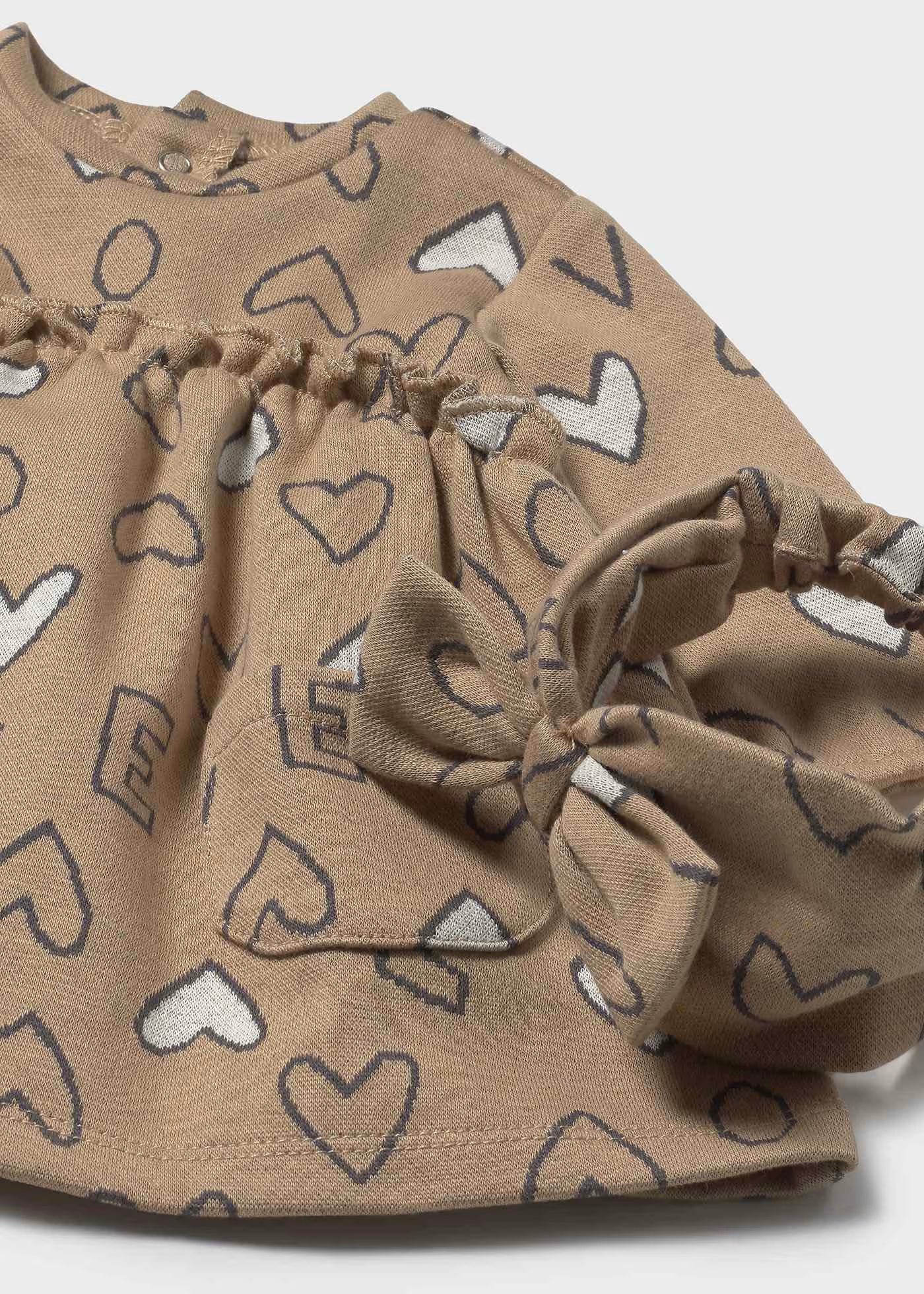 Vestito con fascia jacquard neonata Mayoral Newborn caramello cuori Mayoral 0-1 Mesi 55cm