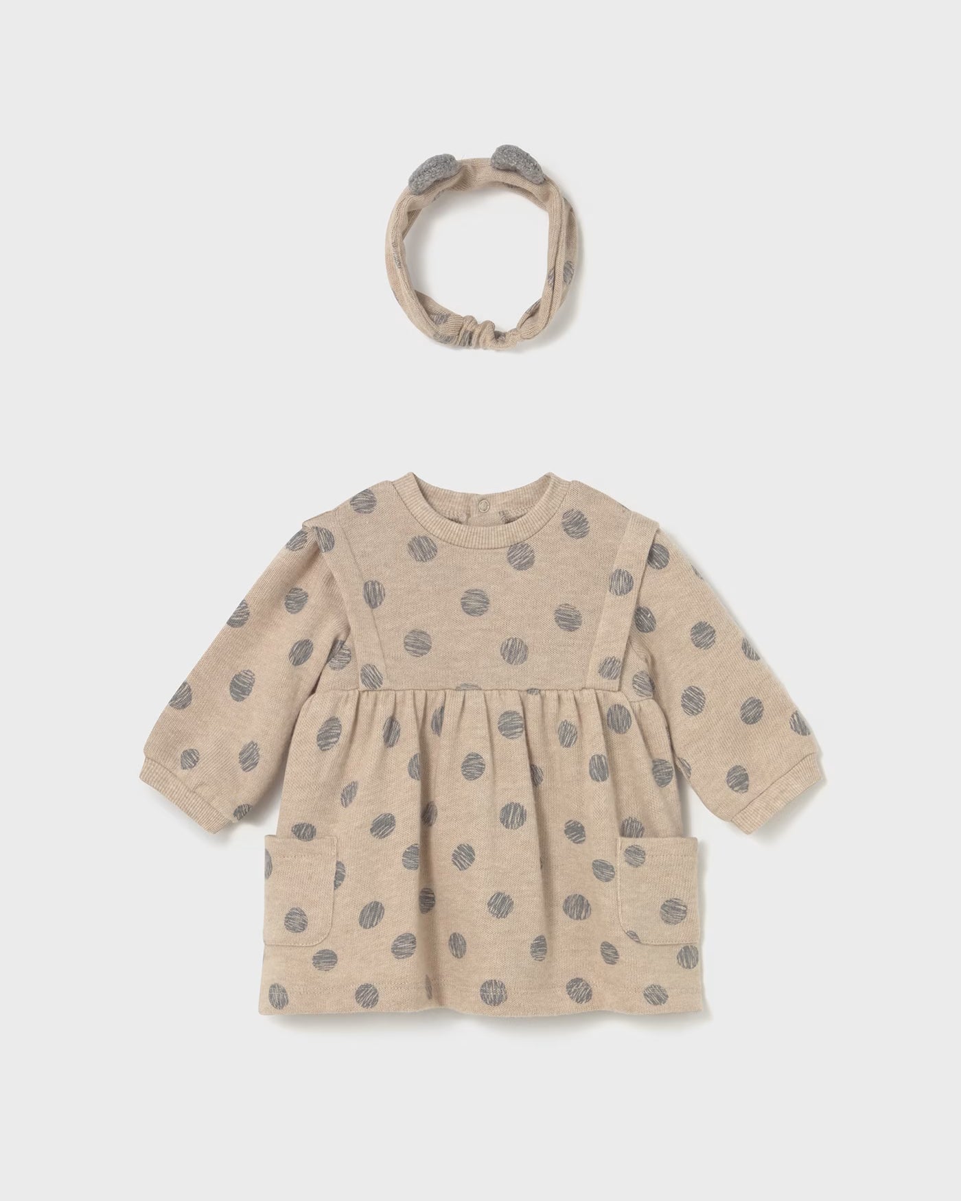 Vestito con fascia neonata Mayoral Newborn brige pois grigio Mayoral 0-1 Mesi 55cm