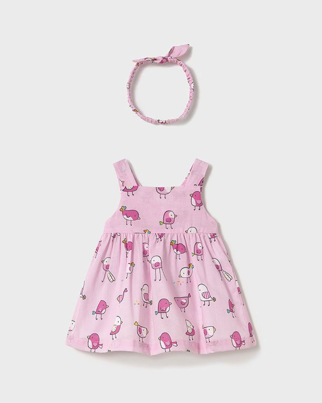 Vestito con fascia neonata Mayoral Newborn Ucellini rosa Mayoral Rosa
