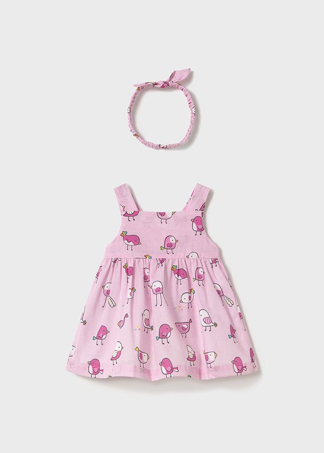 Vestito con fascia neonata Mayoral Newborn Ucellini rosa Mayoral Rosa