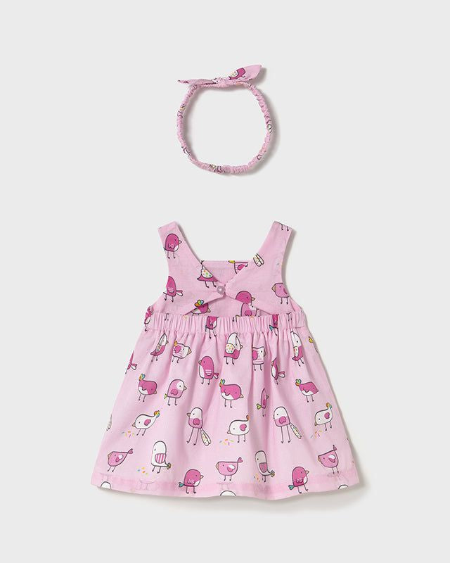 Vestito con fascia neonata Mayoral Newborn Ucellini rosa Mayoral Rosa