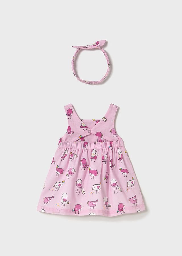 Vestito con fascia neonata Mayoral Newborn Ucellini rosa Mayoral Rosa