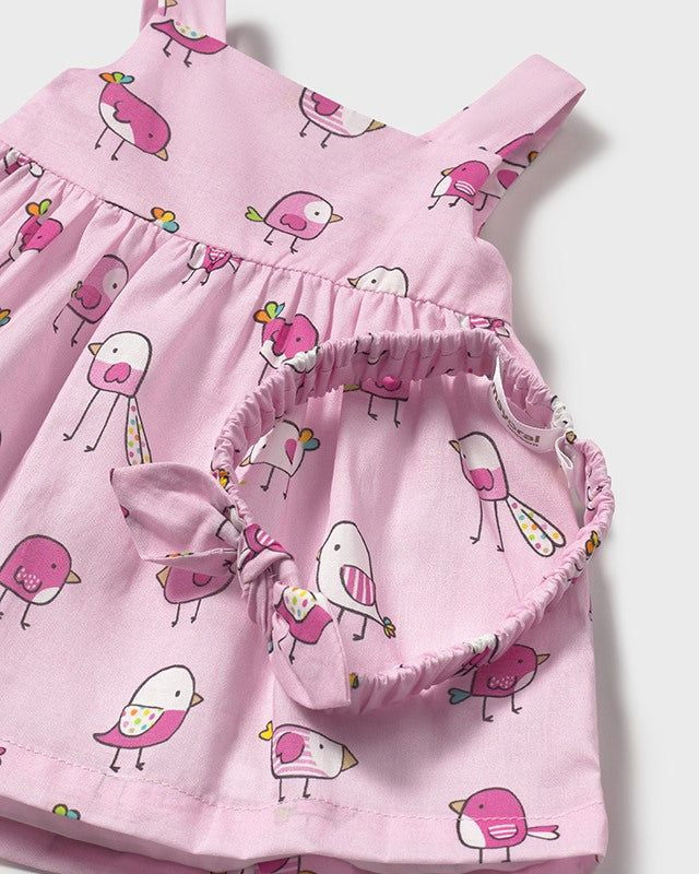 Vestito con fascia neonata Mayoral Newborn Ucellini rosa Mayoral Rosa