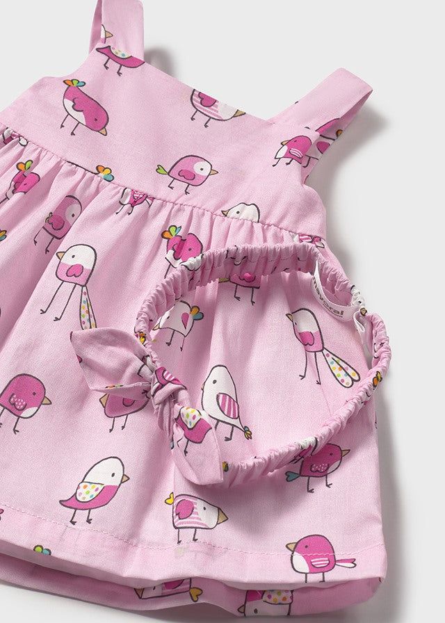 Vestito con fascia neonata Mayoral Newborn Ucellini rosa Mayoral Rosa