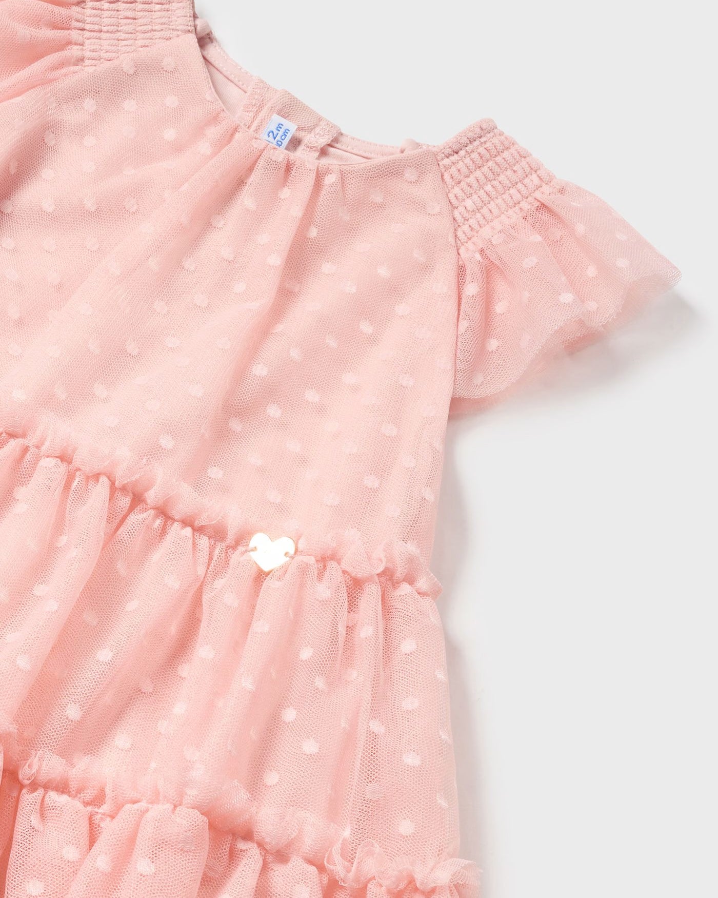 Vestito con fascia tulle plumetis neonata pois rosa pastello Mayoral Rosa
