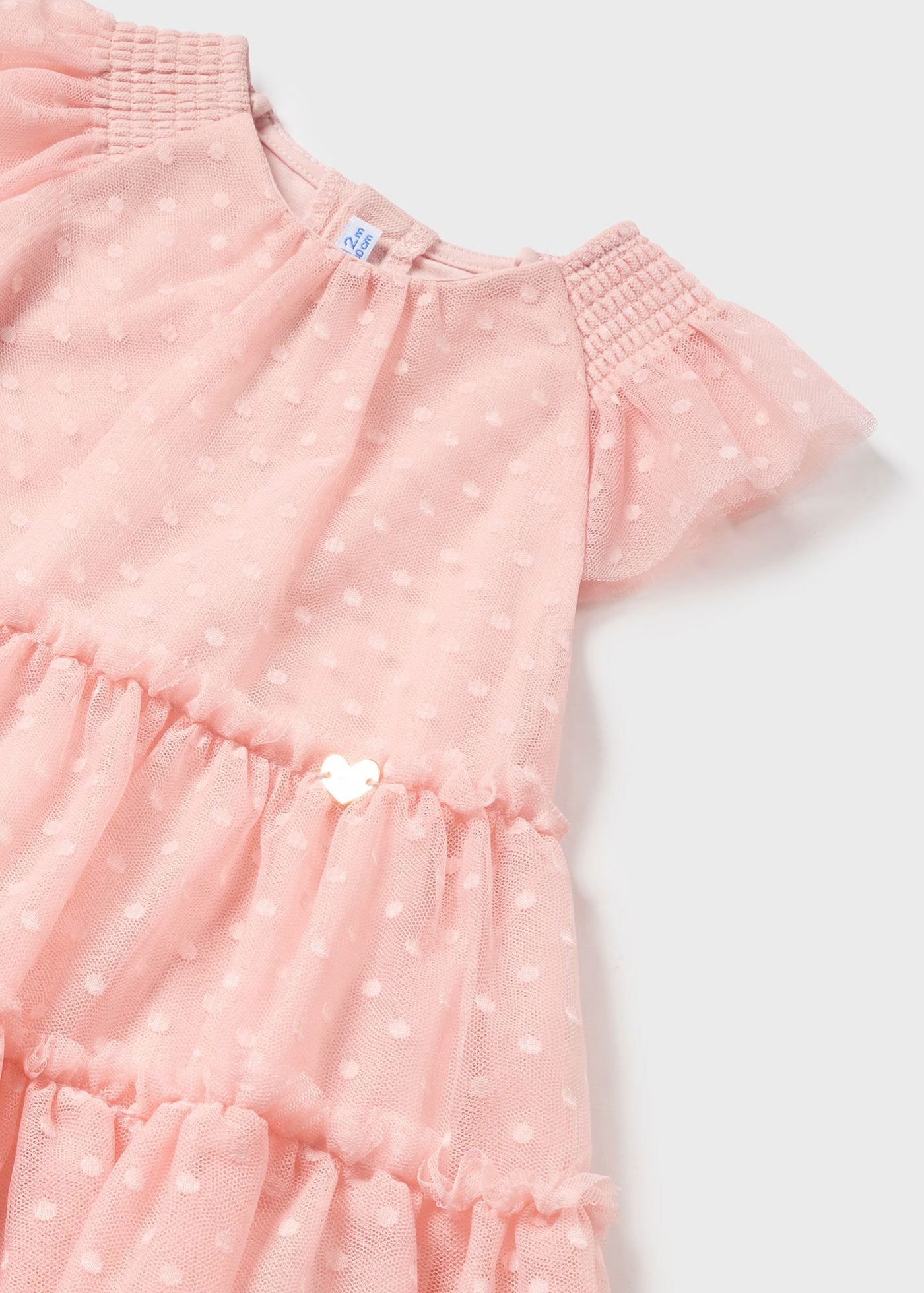 Vestito con fascia tulle plumetis neonata pois rosa pastello Mayoral Rosa
