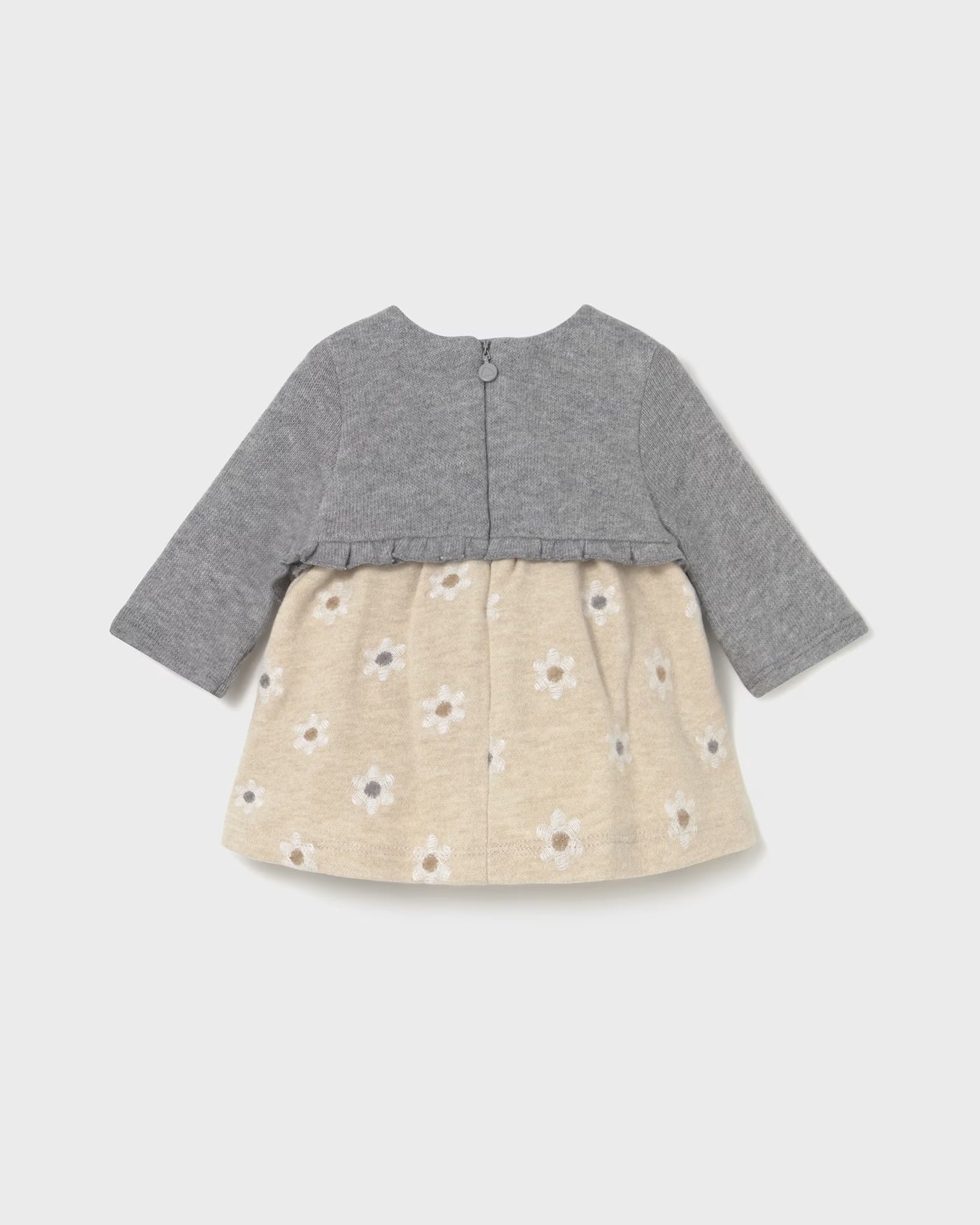 Vestito con finto cardigan neonata Mayoral Newbon beige-grigio floreale Mayoral 0-1 Mesi 55cm