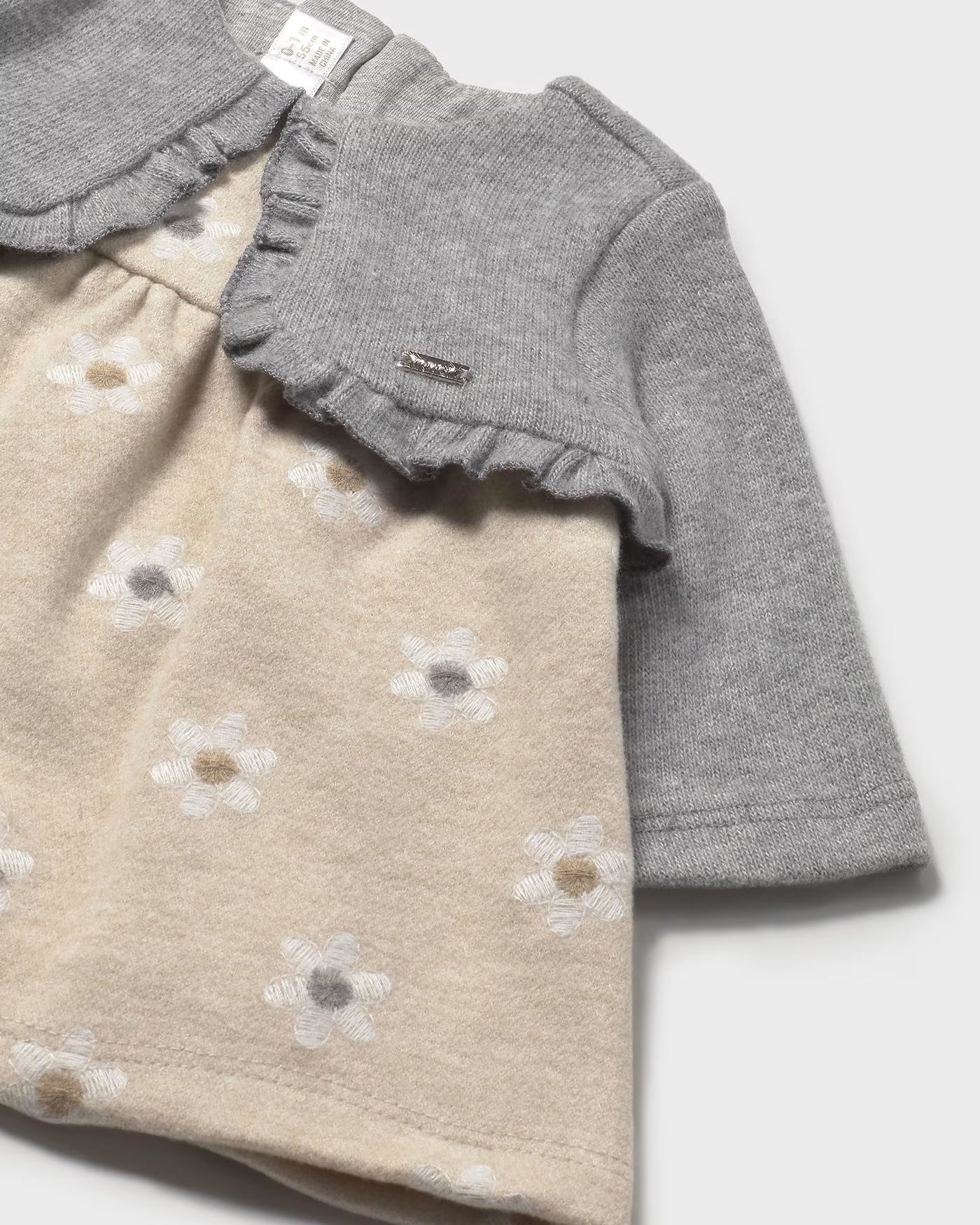 Vestito con finto cardigan neonata Mayoral Newbon beige-grigio floreale Mayoral 0-1 Mesi 55cm