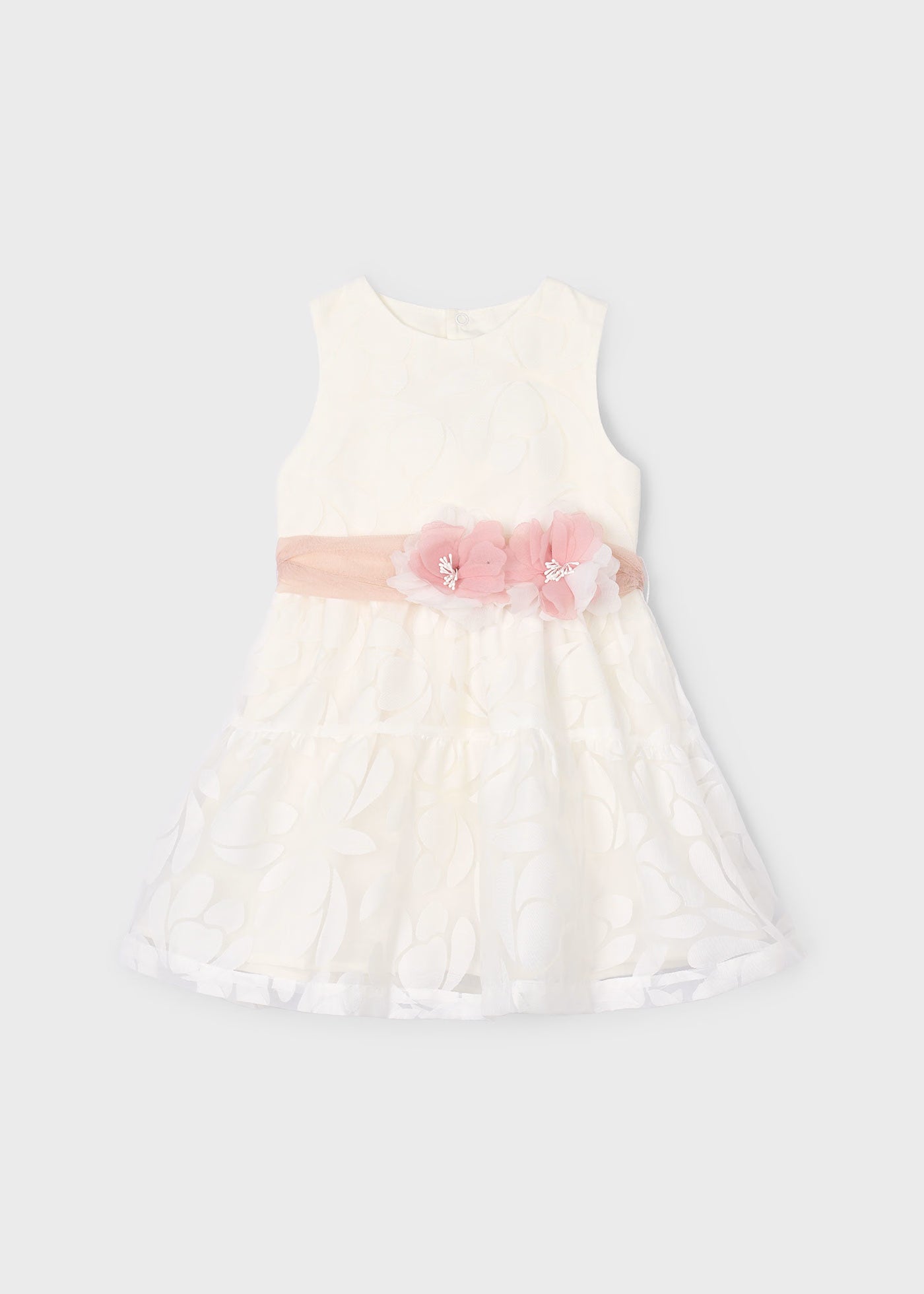 Abito panna floreale bambina Mayoral con fusciacca fiori rosato Mayoral Panna
