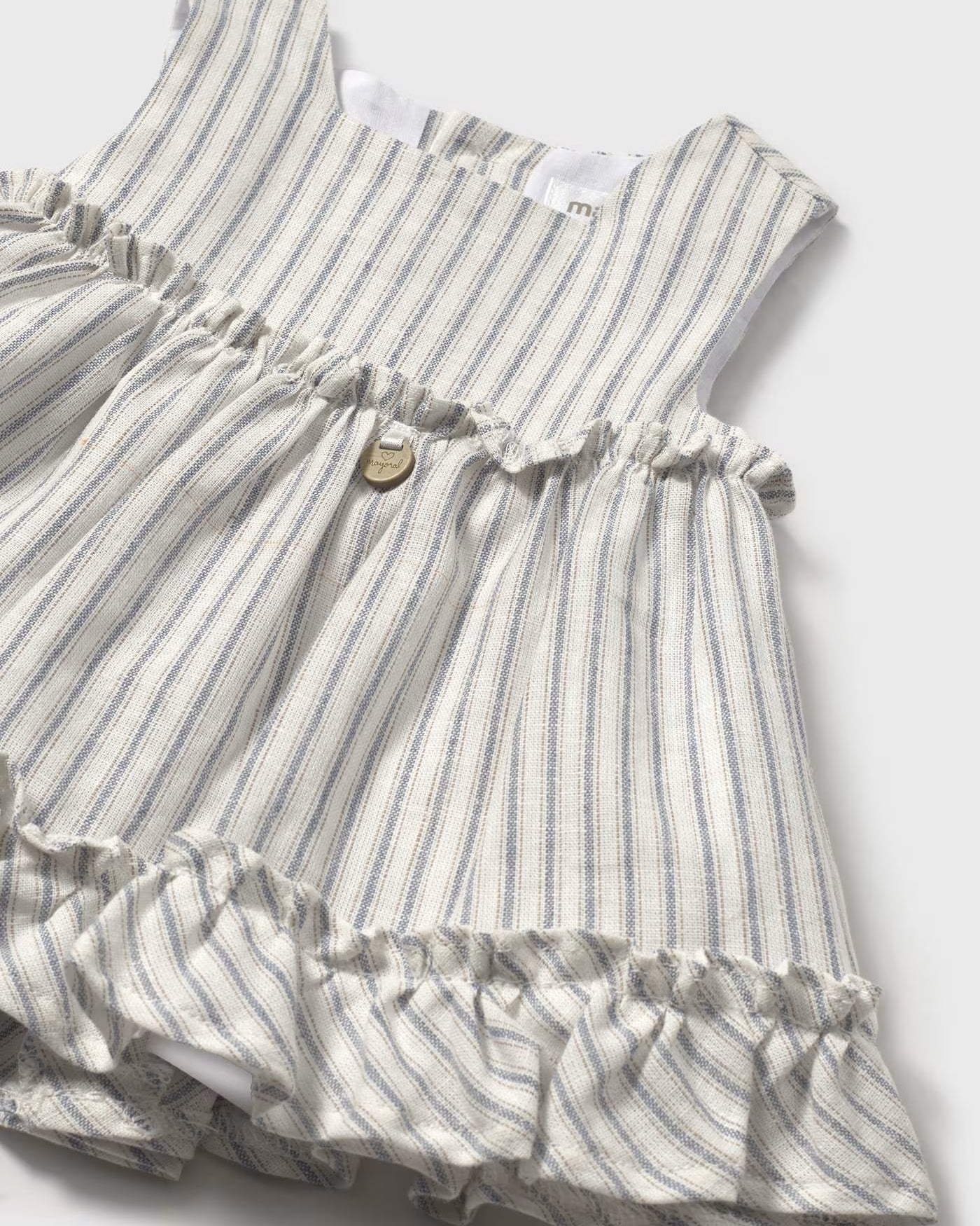 Vestito copri pannolino neonata Mayoral Newborn righe misto lino Mayoral Righe