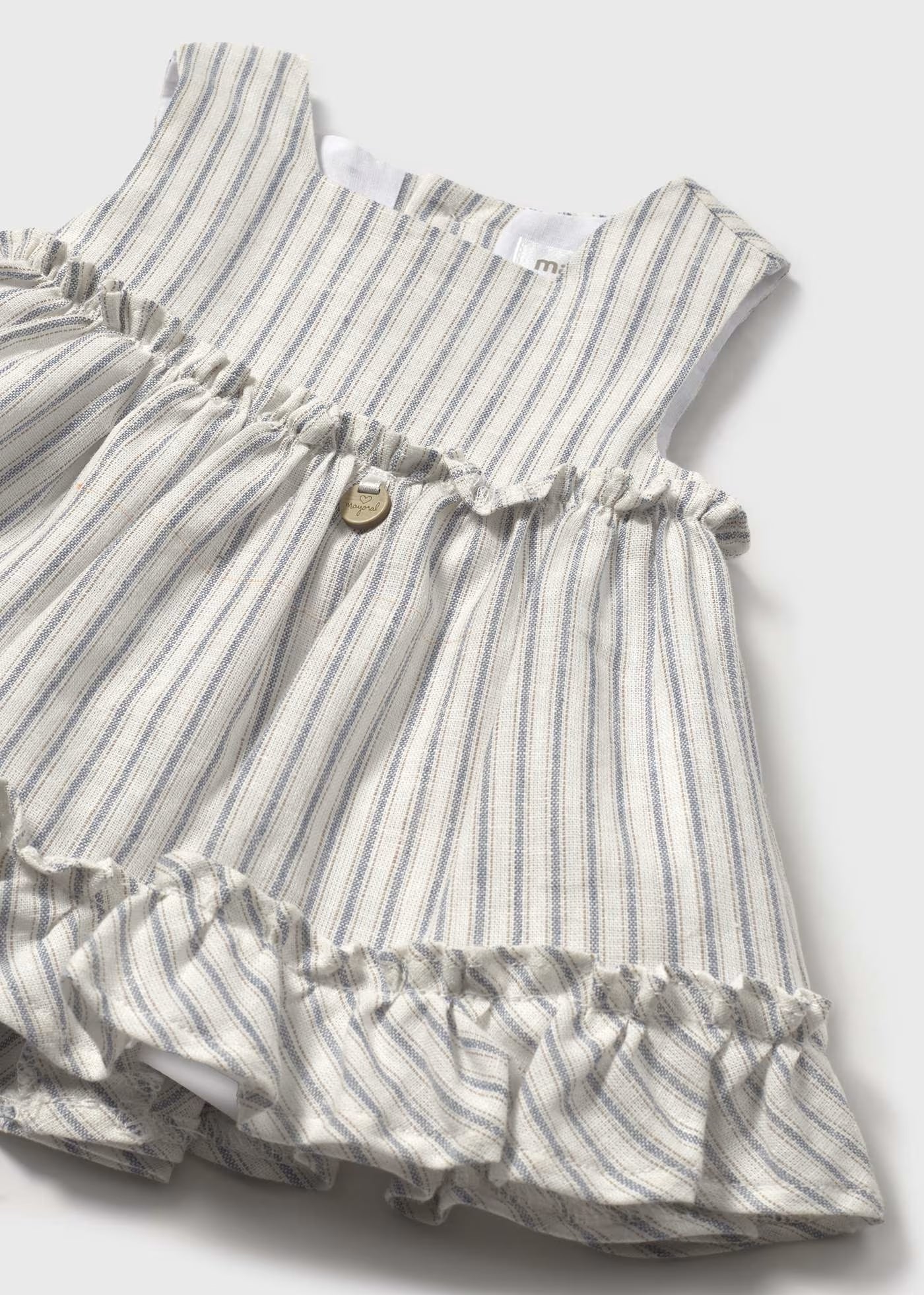 Vestito copri pannolino neonata Mayoral Newborn righe misto lino Mayoral Righe